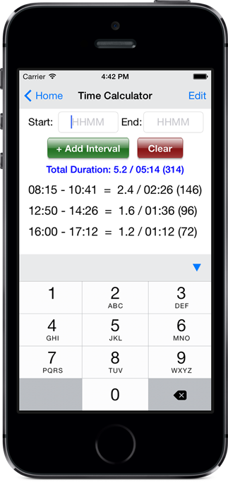 Time Calculator - Logbook Pro Mobile (iOS) - NC Software Documentation